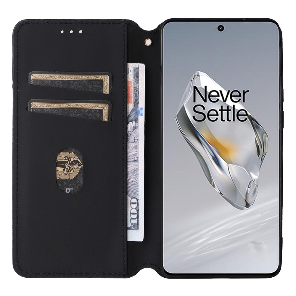 OnePlus 12 5G mobilmobilskal reptåligt PU-läder + TPU-präglat fodral