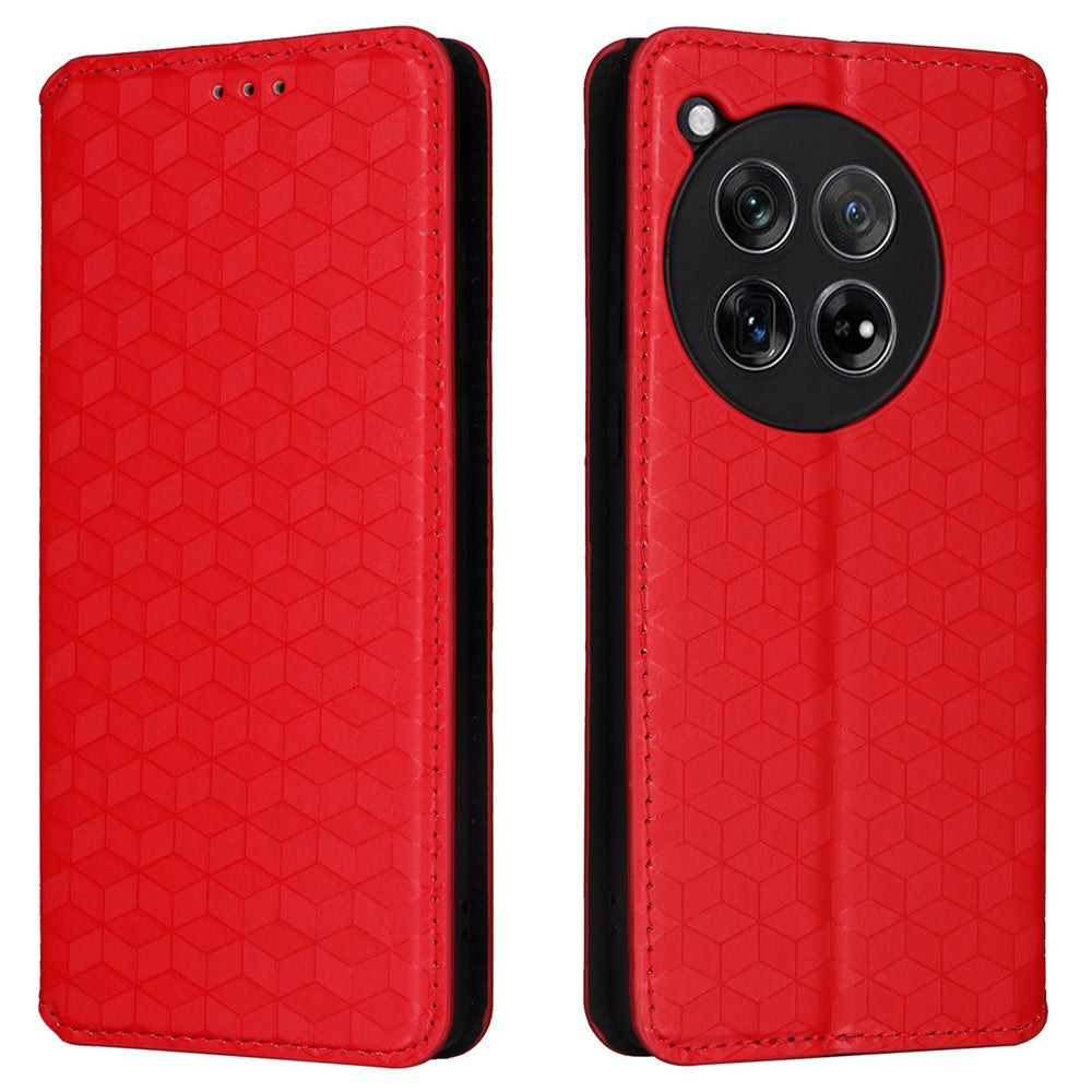 OnePlus 12 5G mobilmobilskal reptåligt PU-läder + TPU-präglat fodral