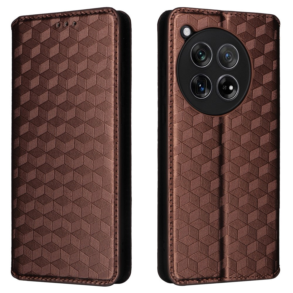 OnePlus 12 5G mobilmobilskal reptåligt PU-läder + TPU-präglat fodral