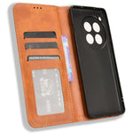 OnePlus 12 5G Retro Texture Phone Shell Plånboksfodral PU Läder Stativskydd