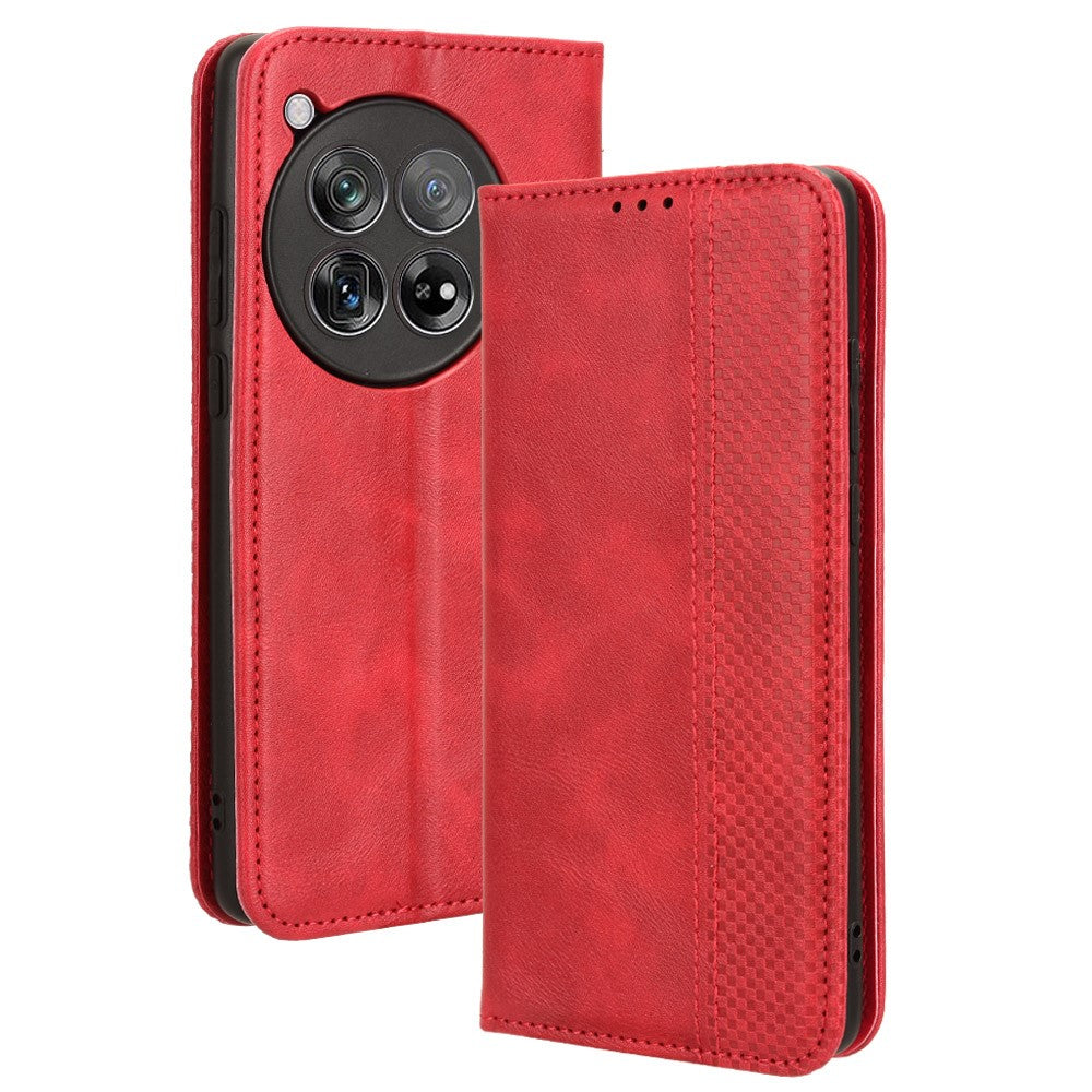 OnePlus 12 5G Retro Texture Phone Shell Plånboksfodral PU Läder Stativskydd