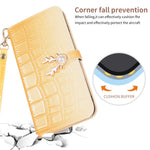 For iPhone 14 Plus Wallet Case Gradient Crocodile Texture Protective Phone Cover