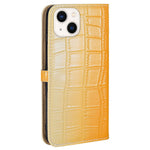 For iPhone 14 Plus Wallet Case Gradient Crocodile Texture Protective Phone Cover