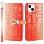 For iPhone 14 Plus Wallet Case Gradient Crocodile Texture Protective Phone Cover
