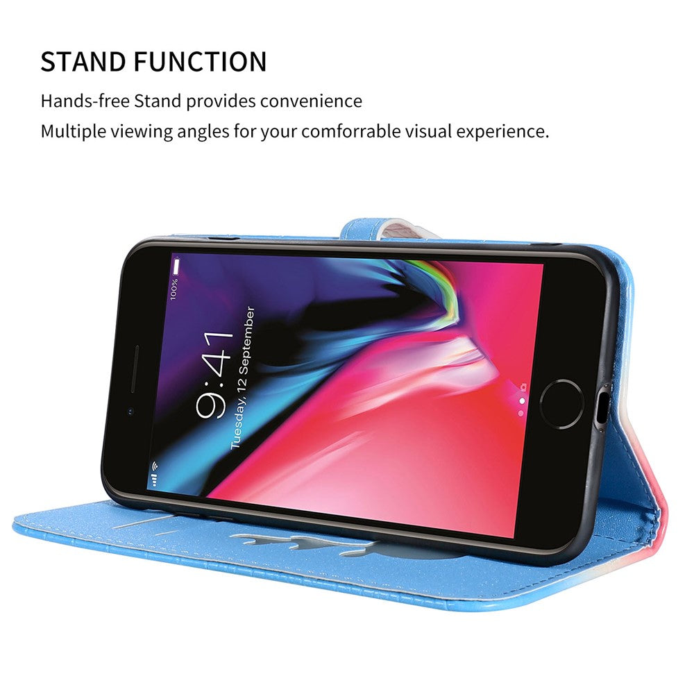 Til iPhone 7 / 8 / SE (2020) / SE (2022) Cover, Gradient Krokodillemønster Pung Telefoncover