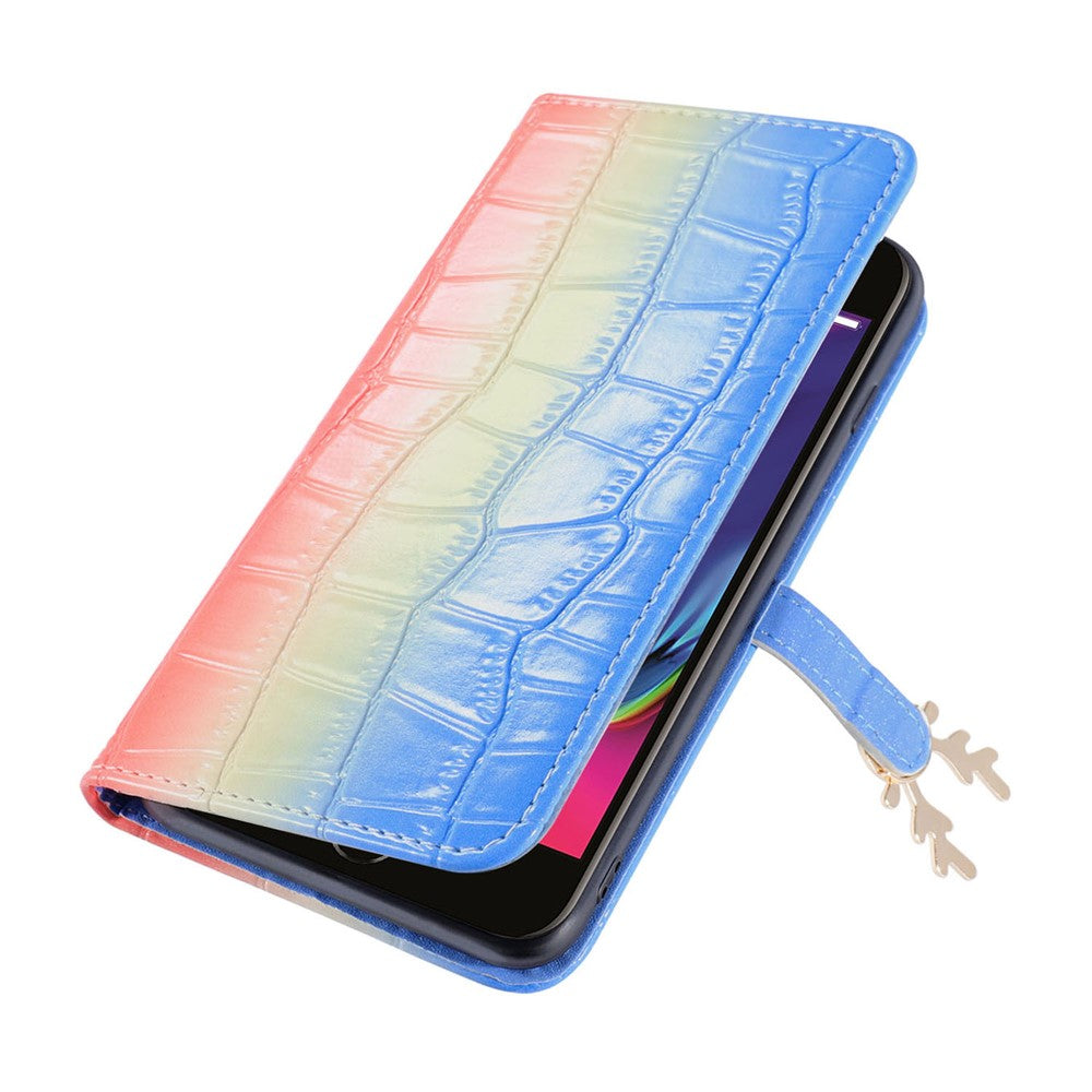 Til iPhone 7 / 8 / SE (2020) / SE (2022) Cover, Gradient Krokodillemønster Pung Telefoncover