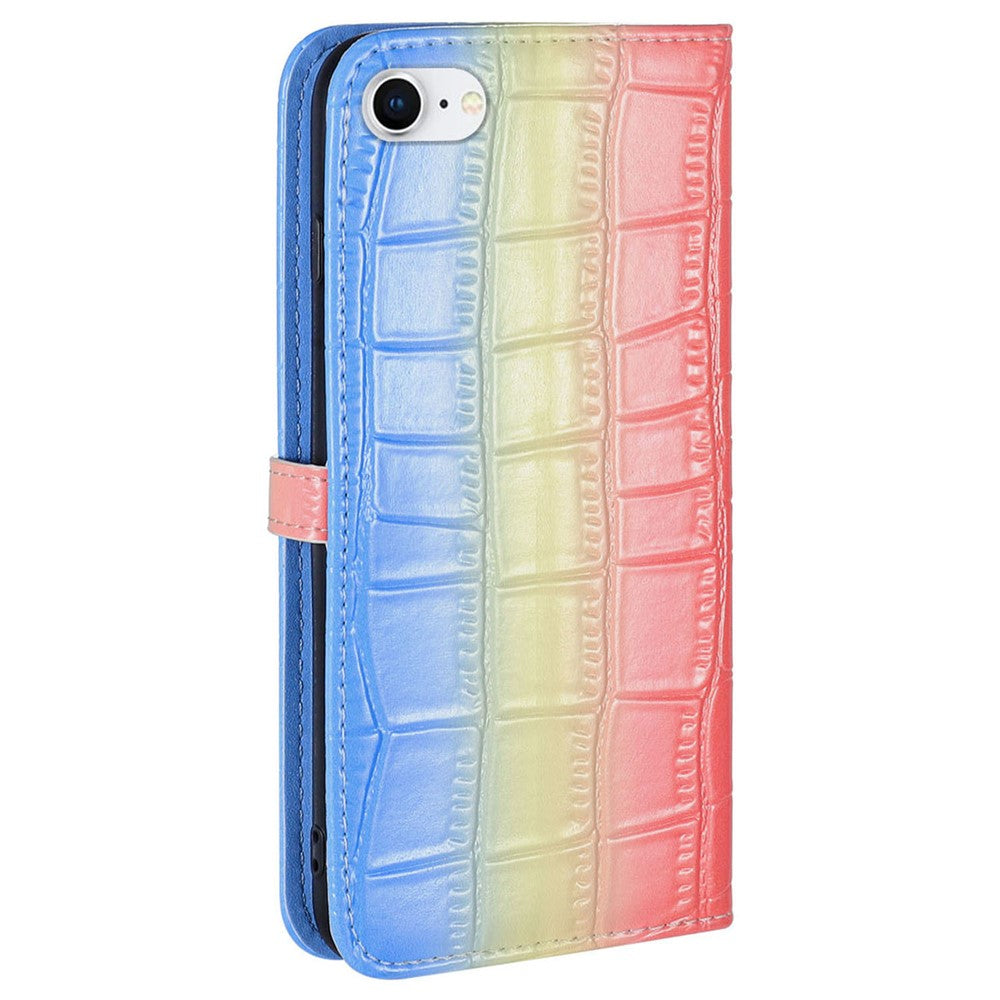 Til iPhone 7 / 8 / SE (2020) / SE (2022) Cover, Gradient Krokodillemønster Pung Telefoncover