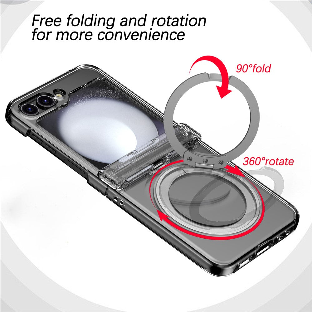 For Samsung Galaxy Z Flip5 5G Rotatable Ring Cover Hard PC Back Magnetic Phone Case