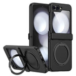 For Samsung Galaxy Z Flip5 5G Rotatable Ring Cover Hard PC Back Magnetic Phone Case