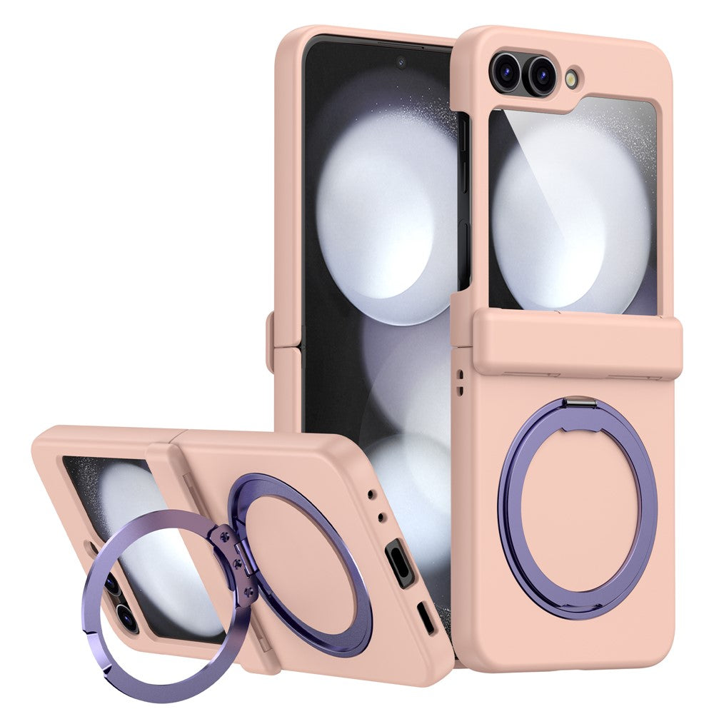 For Samsung Galaxy Z Flip5 5G Rotatable Ring Cover Hard PC Back Magnetic Phone Case