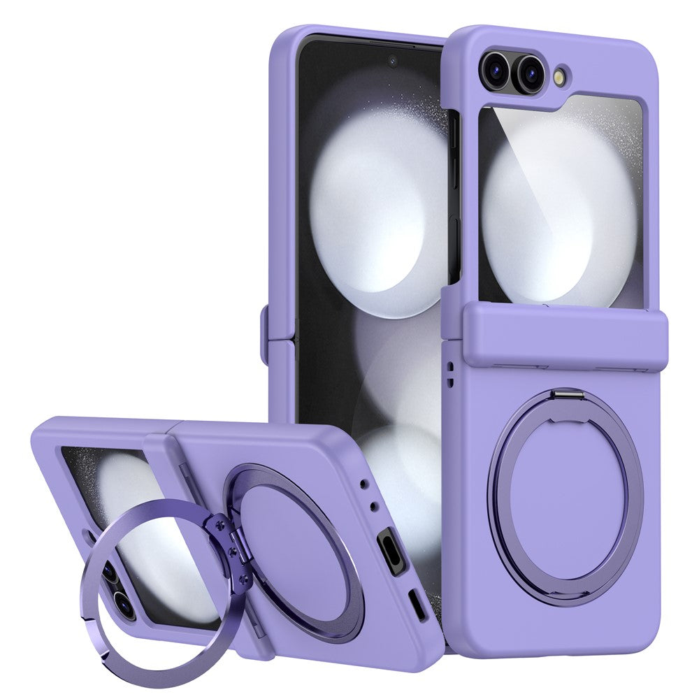 For Samsung Galaxy Z Flip5 5G Rotatable Ring Cover Hard PC Back Magnetic Phone Case