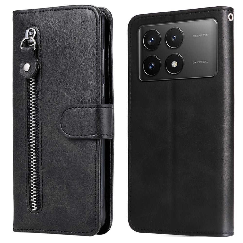 Xiaomi Redmi K70E 5G / Poco X6 Pro 5G Magnetiskt fodral PU-läder med dragkedja och plånboksfodral