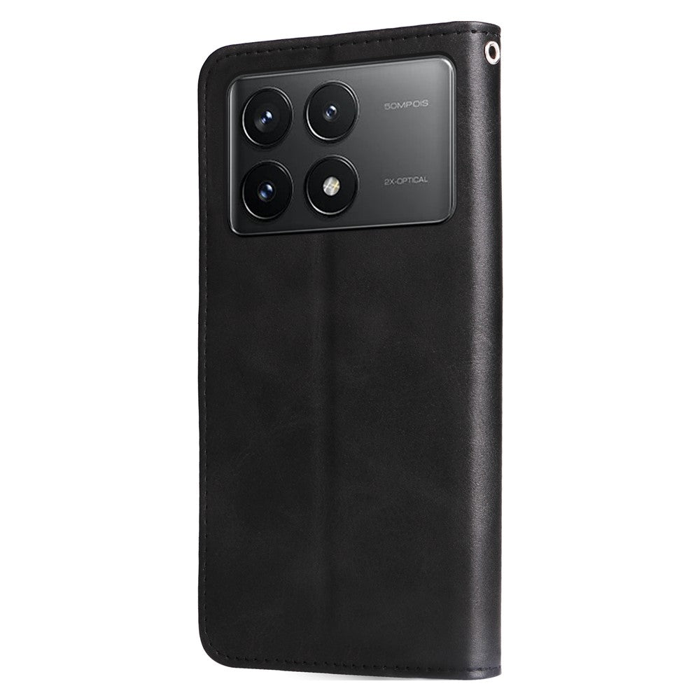 Xiaomi Redmi K70E 5G / Poco X6 Pro 5G Magnetiskt fodral PU-läder med dragkedja och plånboksfodral
