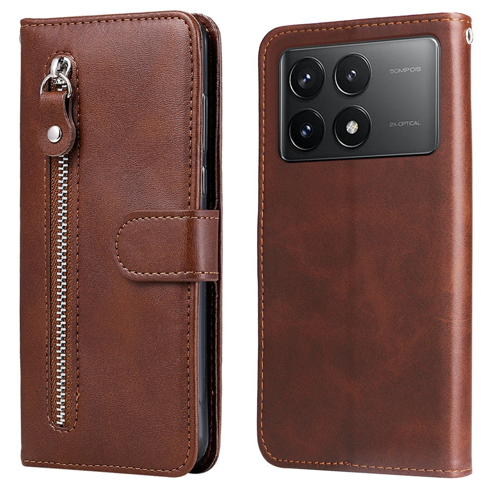 Xiaomi Redmi K70E 5G / Poco X6 Pro 5G Magnetiskt fodral PU-läder med dragkedja och plånboksfodral