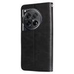 Til OnePlus 12 5G Cover med Lynlåslomme, Kortholder og Stander, Kalveskindtekstur, Telefonlædercover