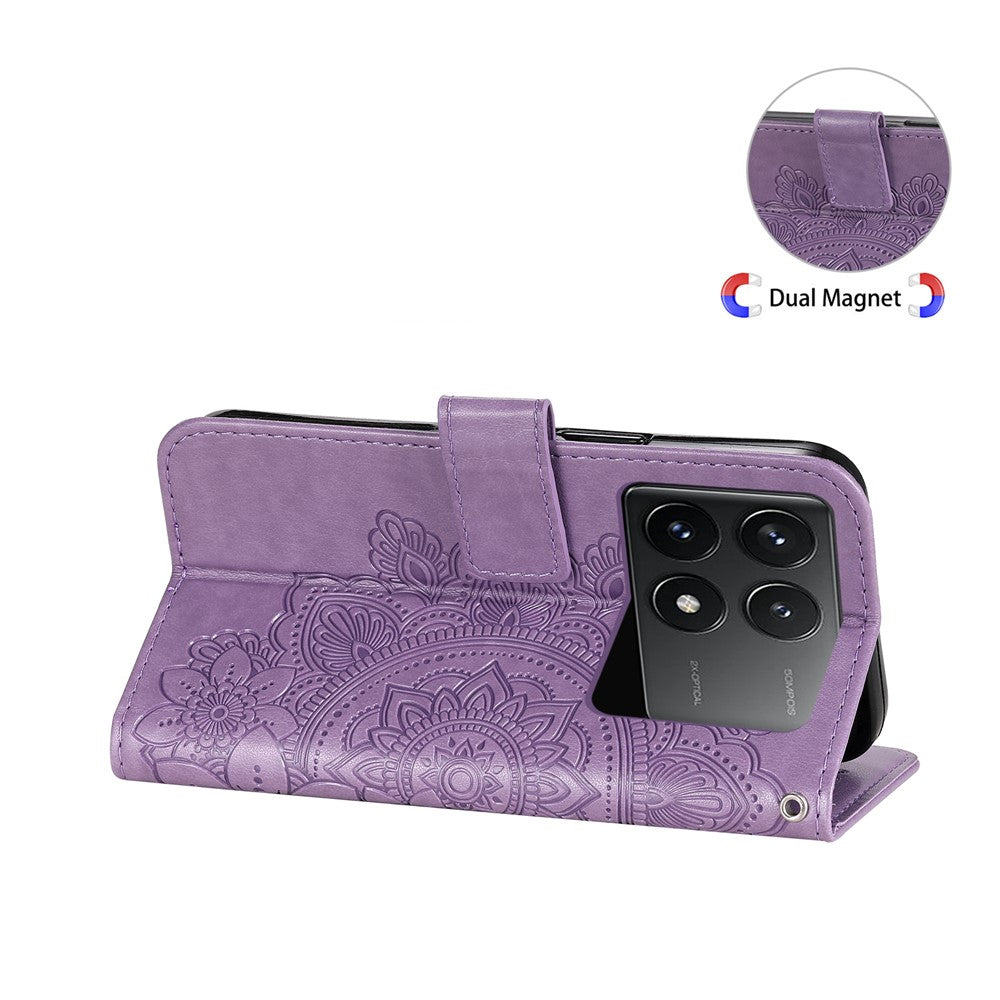 For Xiaomi Redmi K70E 5G / Poco X6 Pro 5G Case Floral Pattern PU Leather Wallet Stand Phone Cover