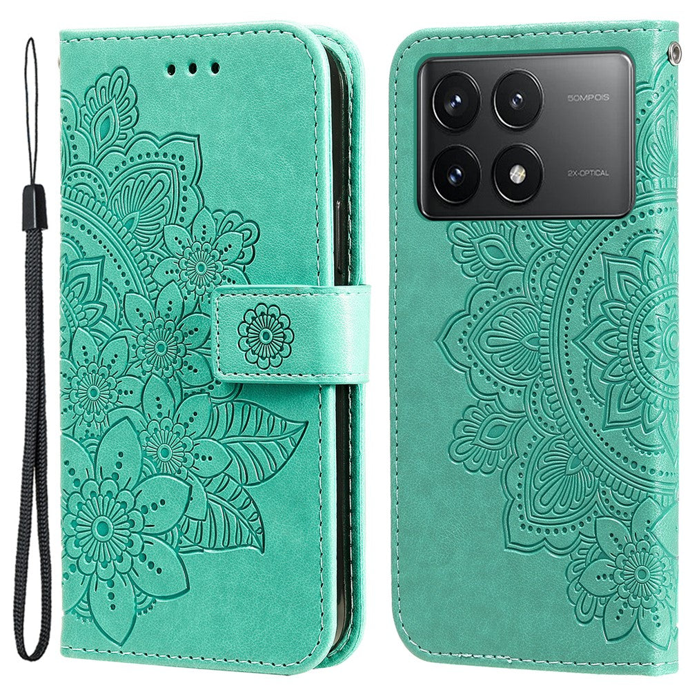 For Xiaomi Redmi K70E 5G / Poco X6 Pro 5G Case Floral Pattern PU Leather Wallet Stand Phone Cover