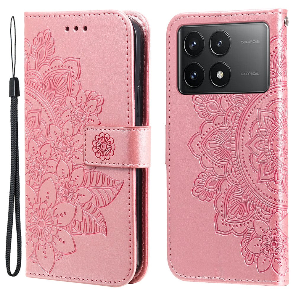 For Xiaomi Redmi K70E 5G / Poco X6 Pro 5G Case Floral Pattern PU Leather Wallet Stand Phone Cover