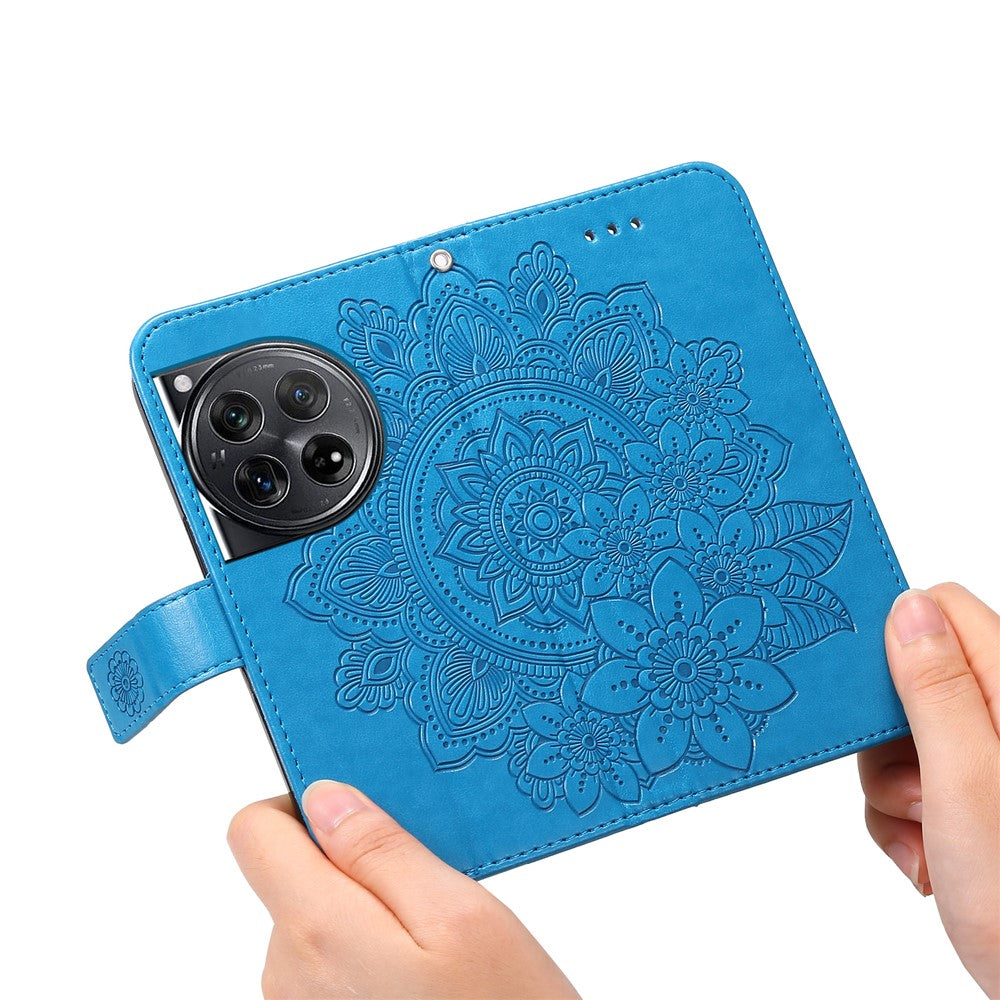 For OnePlus 12 5G Case Floral Pattern PU Leather Wallet Stand Phone Cover