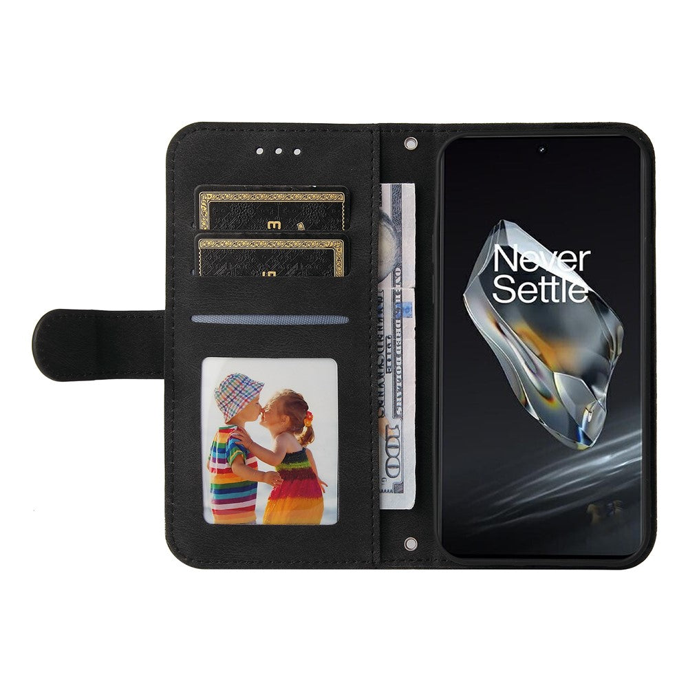 OnePlus 12 5G Läderplånboksfodral Skin Touch mobilfodral Stativ med Rem