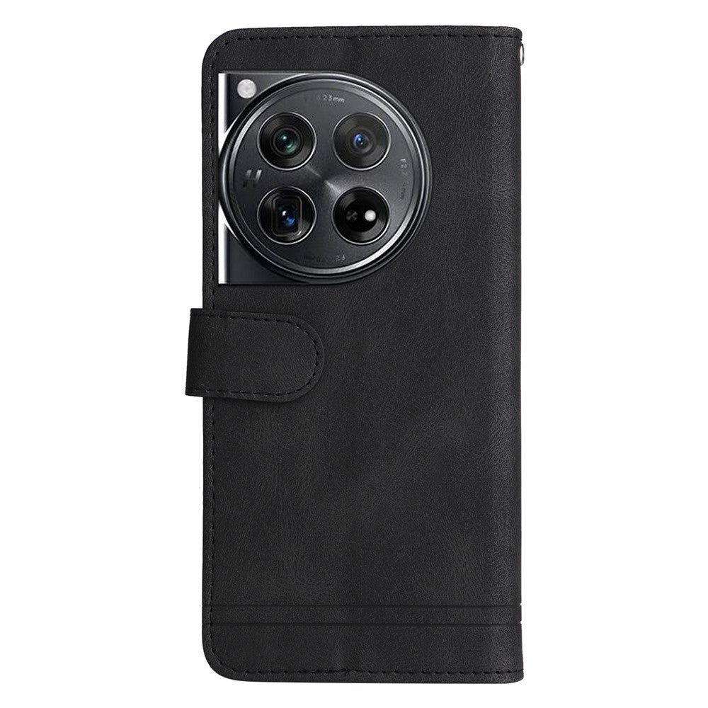 OnePlus 12 5G Läderplånboksfodral Skin Touch mobilfodral Stativ med Rem