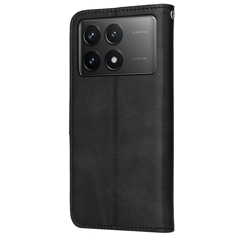 For Xiaomi Redmi K70E 5G / Poco X6 Pro 5G Wallet Phone Case Wrist Strap Leather Phone Cover with Stand