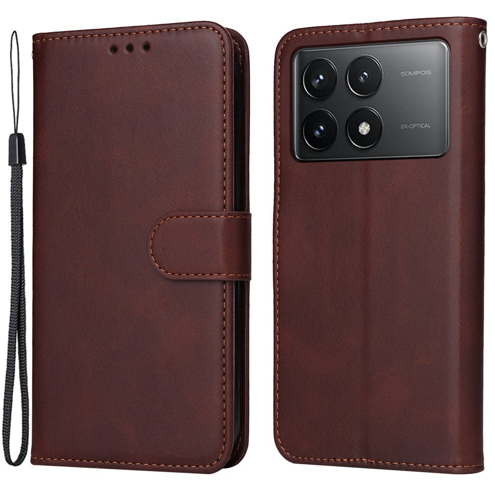For Xiaomi Redmi K70E 5G / Poco X6 Pro 5G Wallet Phone Case Wrist Strap Leather Phone Cover with Stand