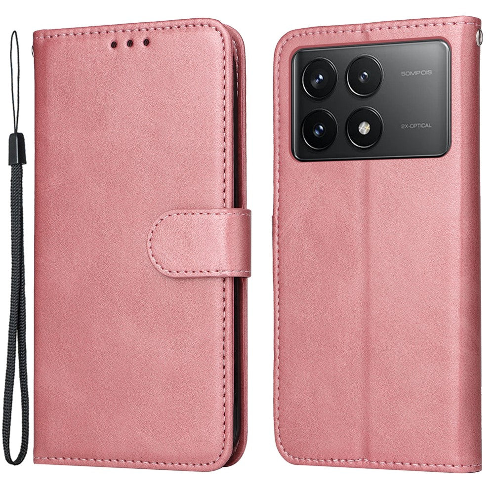 For Xiaomi Redmi K70E 5G / Poco X6 Pro 5G Wallet Phone Case Wrist Strap Leather Phone Cover with Stand