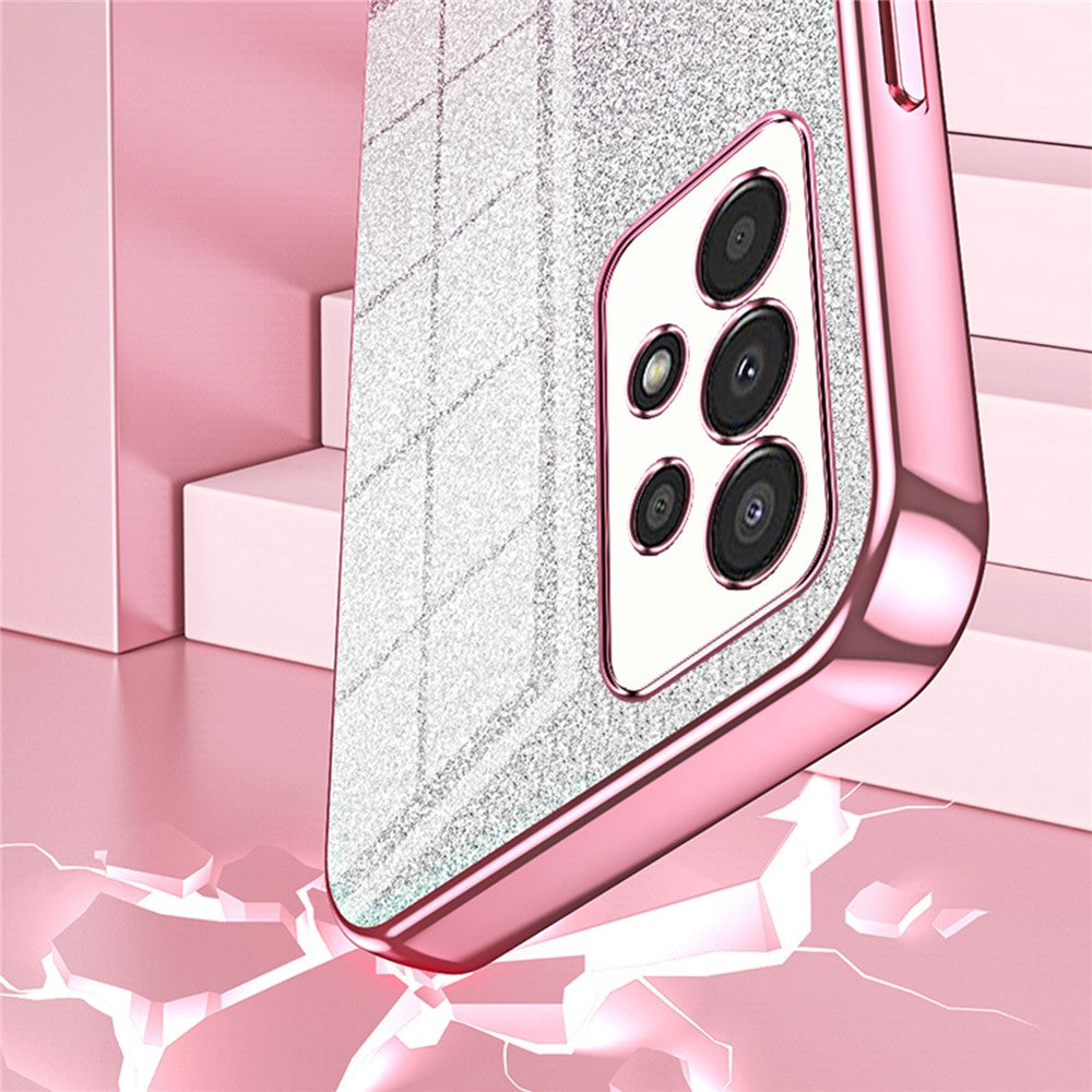 Til Samsung Galaxy A13 4G TPU-etui med gradientglimmer, galvaniseret, slankt telefoncover
