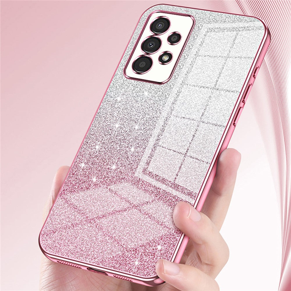 Til Samsung Galaxy A13 4G TPU-etui med gradientglimmer, galvaniseret, slankt telefoncover
