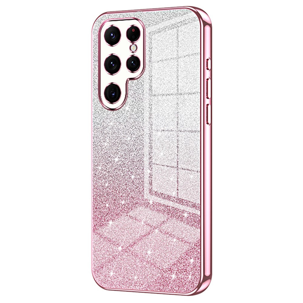 For Samsung Galaxy S22 Ultra 5G Slim Case Gradient Glitter Electroplating TPU Phone Cover
