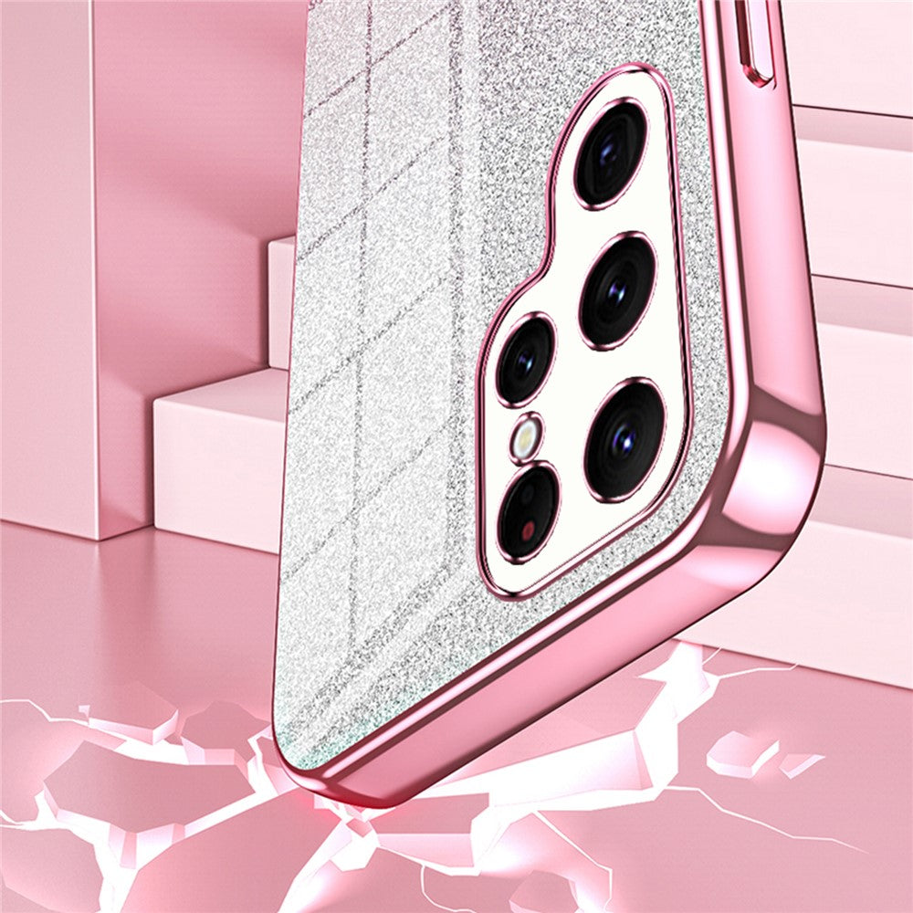 For Samsung Galaxy S22 Ultra 5G Slim Case Gradient Glitter Electroplating TPU Phone Cover