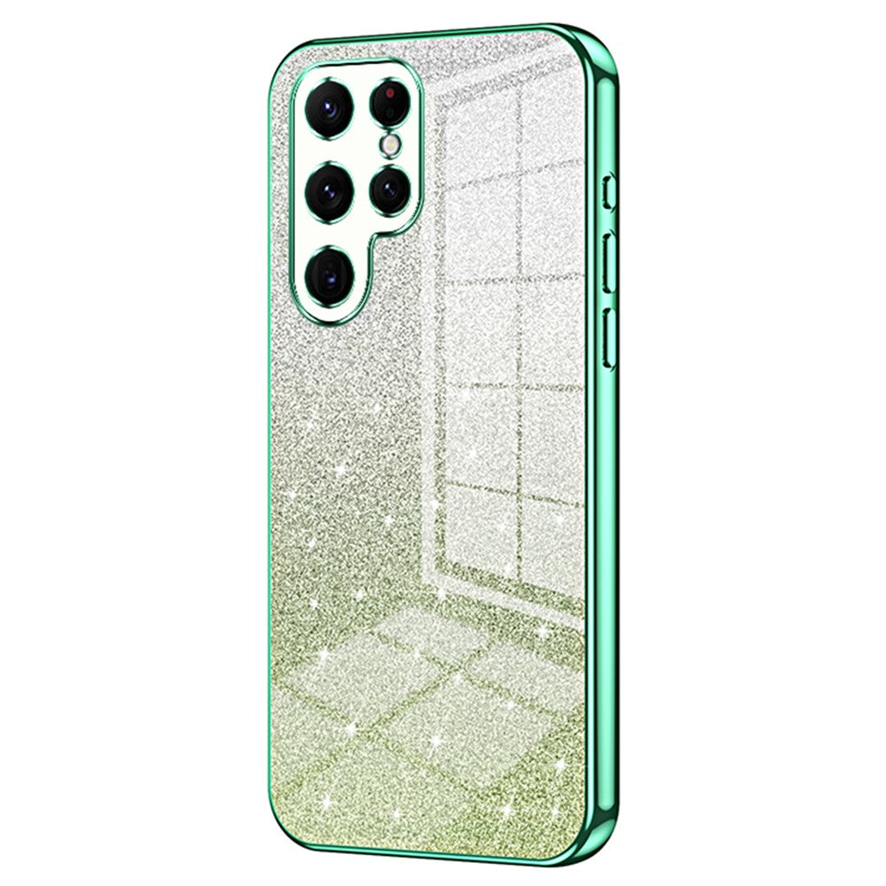 For Samsung Galaxy S22 Ultra 5G Slim Case Gradient Glitter Electroplating TPU Phone Cover
