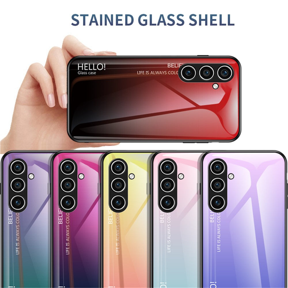 For Samsung Galaxy S24 Phone Cover Gradient Tempered Glass Back Cover