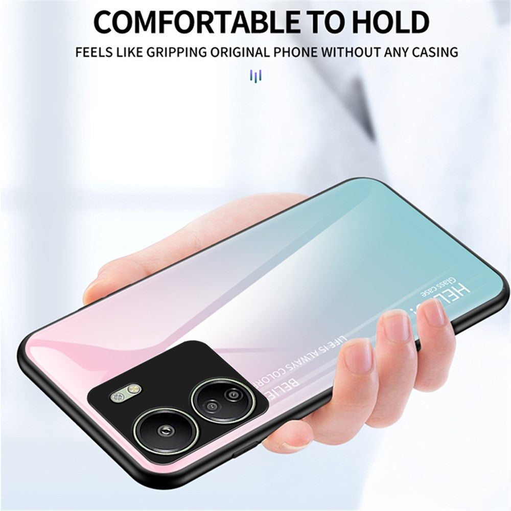 For Xiaomi Redmi 13C 4G / Poco C65 4G Tempered Glass Case Gradient Phone Cover