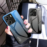 For Xiaomi Redmi 13C 4G / Poco C65 4G Tempered Glass Case Gradient Phone Cover