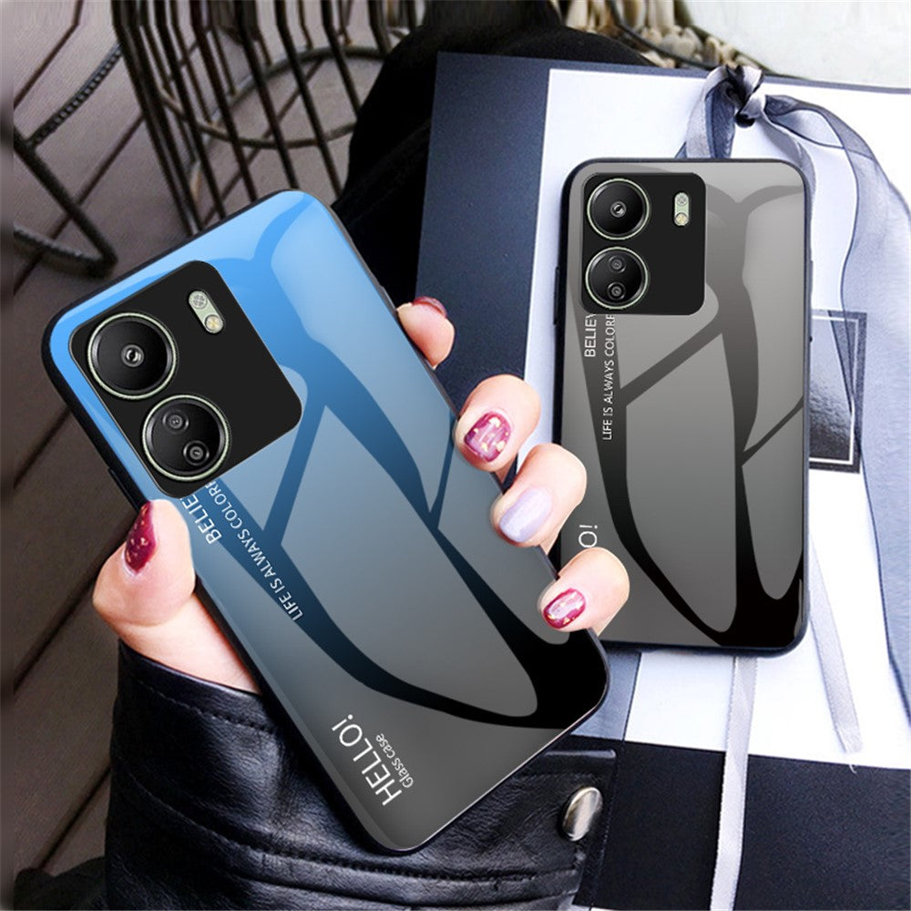 For Xiaomi Redmi 13C 4G / Poco C65 4G Tempered Glass Case Gradient Phone Cover