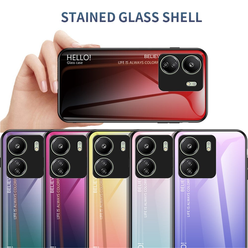 For Xiaomi Redmi 13C 4G / Poco C65 4G Tempered Glass Case Gradient Phone Cover