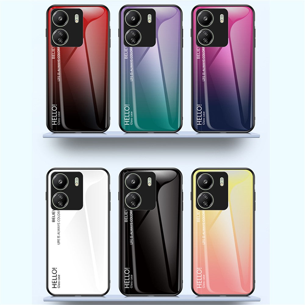 For Xiaomi Redmi 13C 4G / Poco C65 4G Tempered Glass Case Gradient Phone Cover