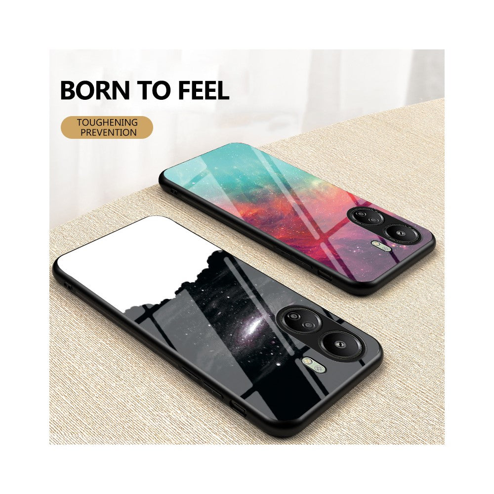 For Xiaomi Redmi 13C 4G / Poco C65 4G Case Tempered Glass+PC+TPU Back Cover with Starry Sky Pattern