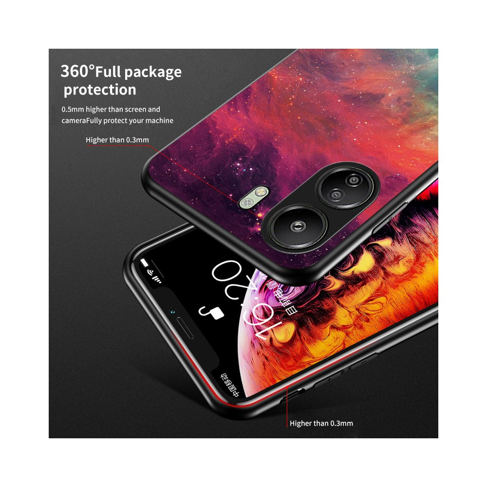 For Xiaomi Redmi 13C 4G / Poco C65 4G Case Tempered Glass+PC+TPU Back Cover with Starry Sky Pattern