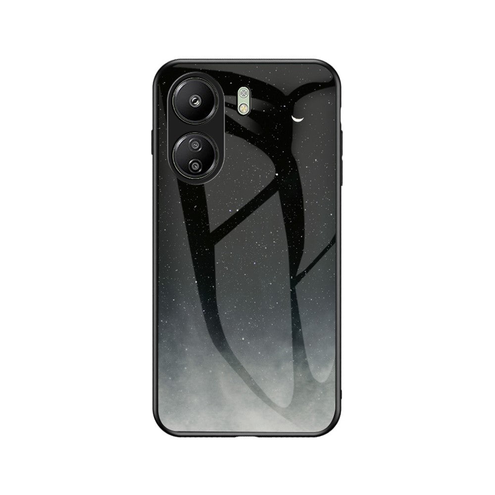 For Xiaomi Redmi 13C 4G / Poco C65 4G Case Tempered Glass+PC+TPU Back Cover with Starry Sky Pattern