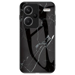 For Xiaomi Redmi Note 13 Pro+ 5G Cell Phone Case Marble Pattern Tempered Glass+PC+TPU Anti-drop Shell