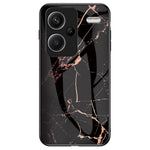 For Xiaomi Redmi Note 13 Pro+ 5G Cell Phone Case Marble Pattern Tempered Glass+PC+TPU Anti-drop Shell