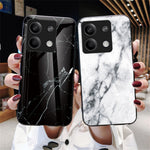 For Xiaomi Redmi Note 13 5G Case Marble Pattern Shockproof Tempered Glass+PC+TPU Cover