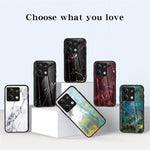 For Xiaomi Redmi Note 13 5G Case Marble Pattern Shockproof Tempered Glass+PC+TPU Cover
