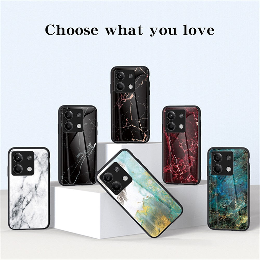 For Xiaomi Redmi Note 13 5G Case Marble Pattern Shockproof Tempered Glass+PC+TPU Cover