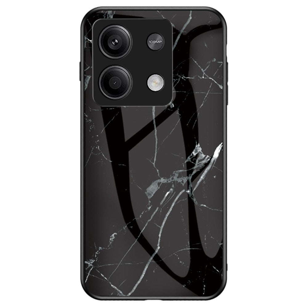 For Xiaomi Redmi Note 13 5G Case Marble Pattern Shockproof Tempered Glass+PC+TPU Cover