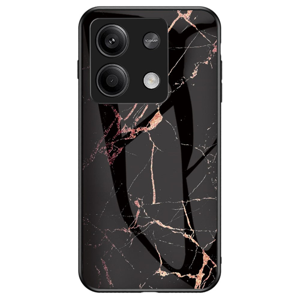 For Xiaomi Redmi Note 13 5G Case Marble Pattern Shockproof Tempered Glass+PC+TPU Cover