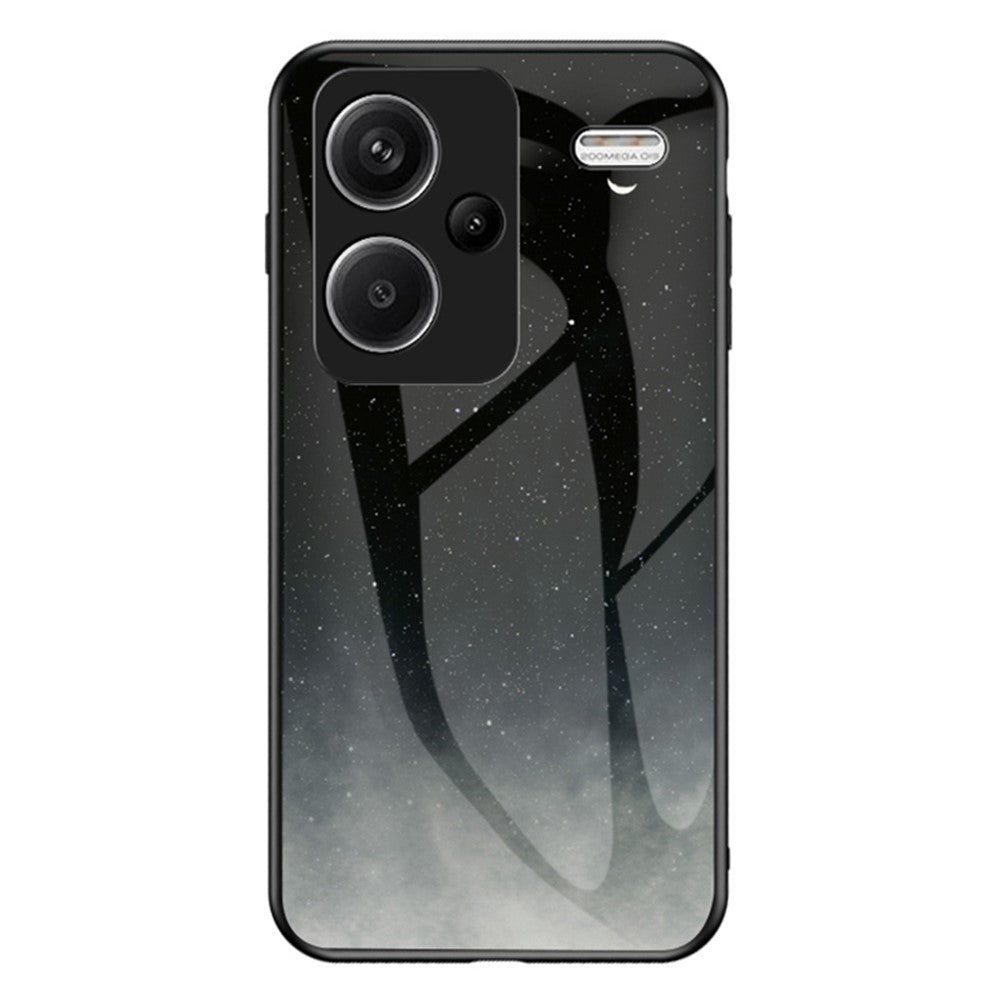 For Xiaomi Redmi Note 13 Pro+ 5G Case Slim-Fit Starry Sky Pattern Tempered Glass+PC+TPU Smart Phone Cover